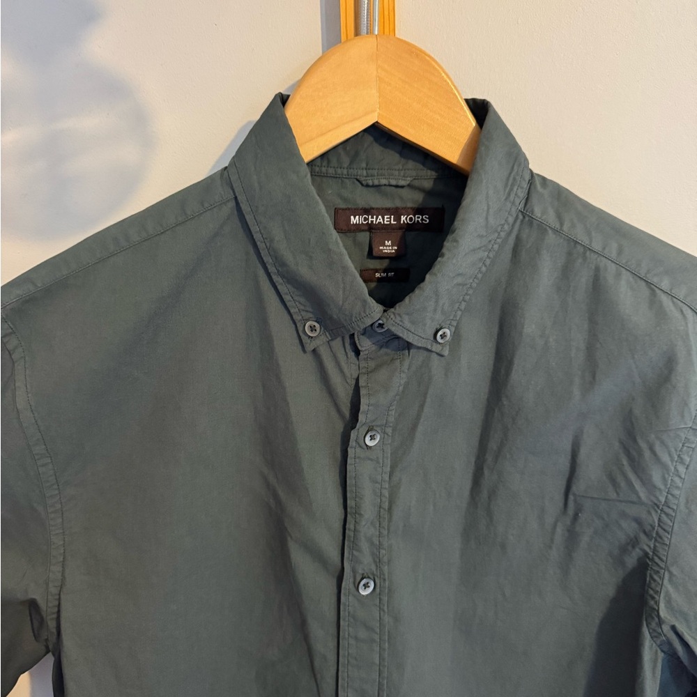 Michael Kors Men's Casual Button-Down in Sage Green Size M
